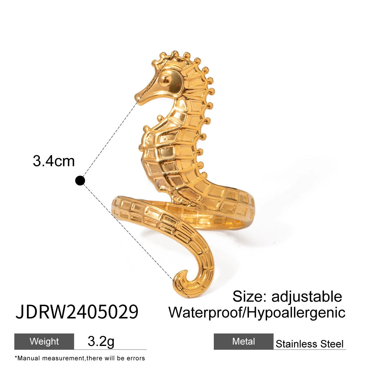 Uworld Vacation Ocean Wind 18K Gold Color Plated Stainless Steel Hollow Shell Ring Starfish Coral Stackable Ring Women's Accesso