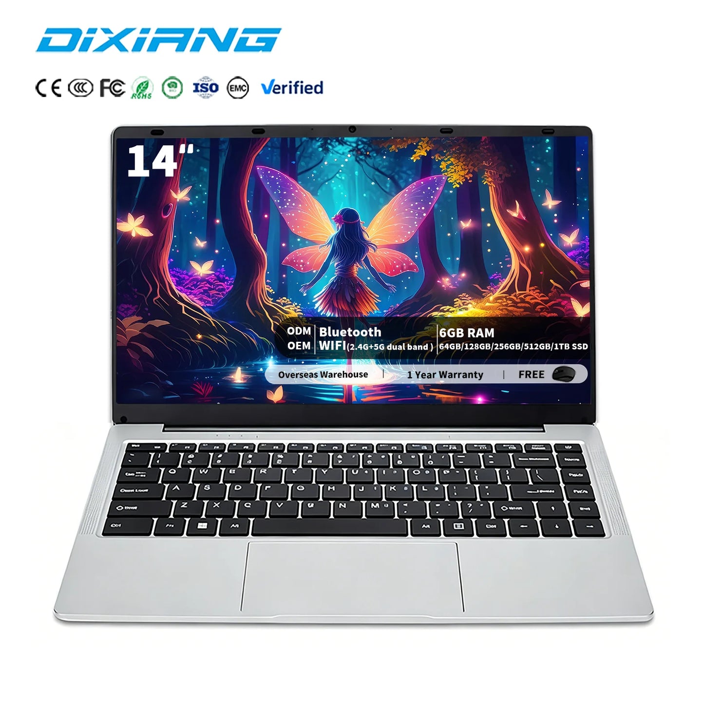 Chinese Customized New Intel 14-Inch N3350 Lightweight Business Laptop with Camera EU Plug & English Keyboard