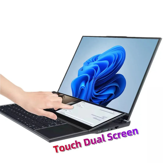 Original 16 Inch +14 Inch Two Screen 64Gb Ram Win11 Pro Intel Core I7 9th Gen I7-9750H Dual Touch Screen Office Laptop