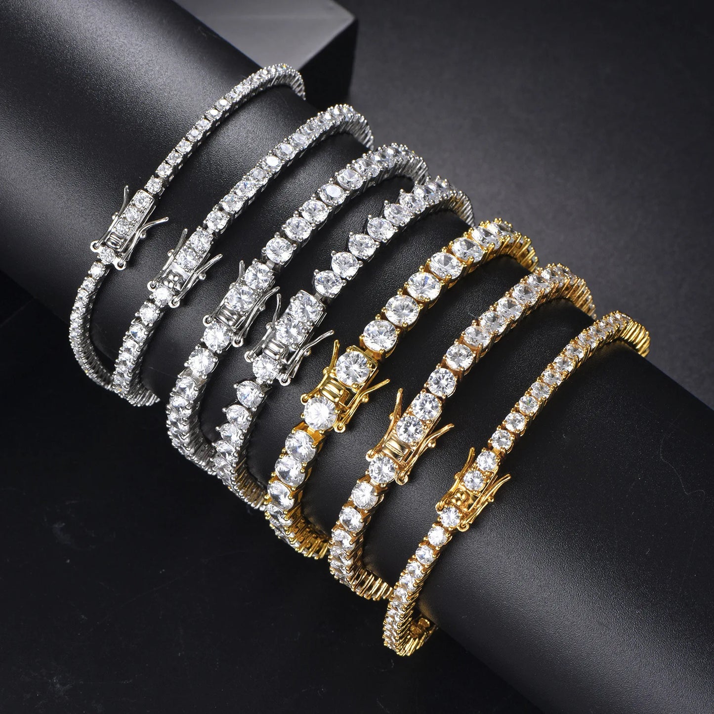 Factory Price D VVS1 Round Moissanite Tennis Bracelet Original S925 Sterling Silver Plated 18k Gold with GRA for Women Man