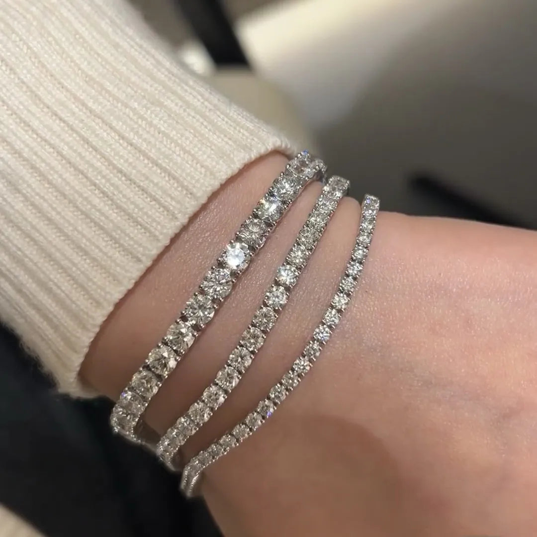 Factory Price D VVS1 Round Moissanite Tennis Bracelet Original S925 Sterling Silver Plated 18k Gold with GRA for Women Man