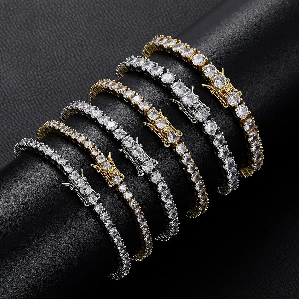 Factory Price D VVS1 Round Moissanite Tennis Bracelet Original S925 Sterling Silver Plated 18k Gold with GRA for Women Man
