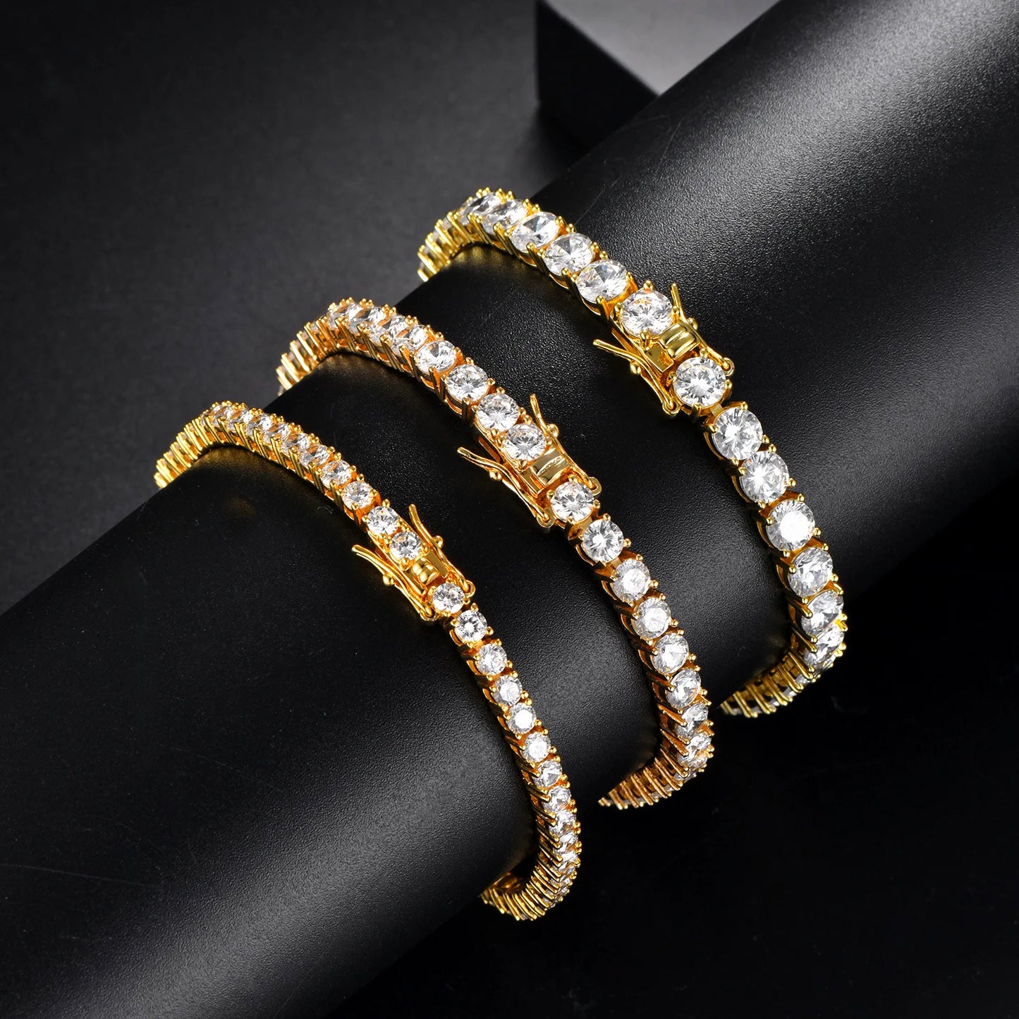 Factory Price D VVS1 Round Moissanite Tennis Bracelet Original S925 Sterling Silver Plated 18k Gold with GRA for Women Man