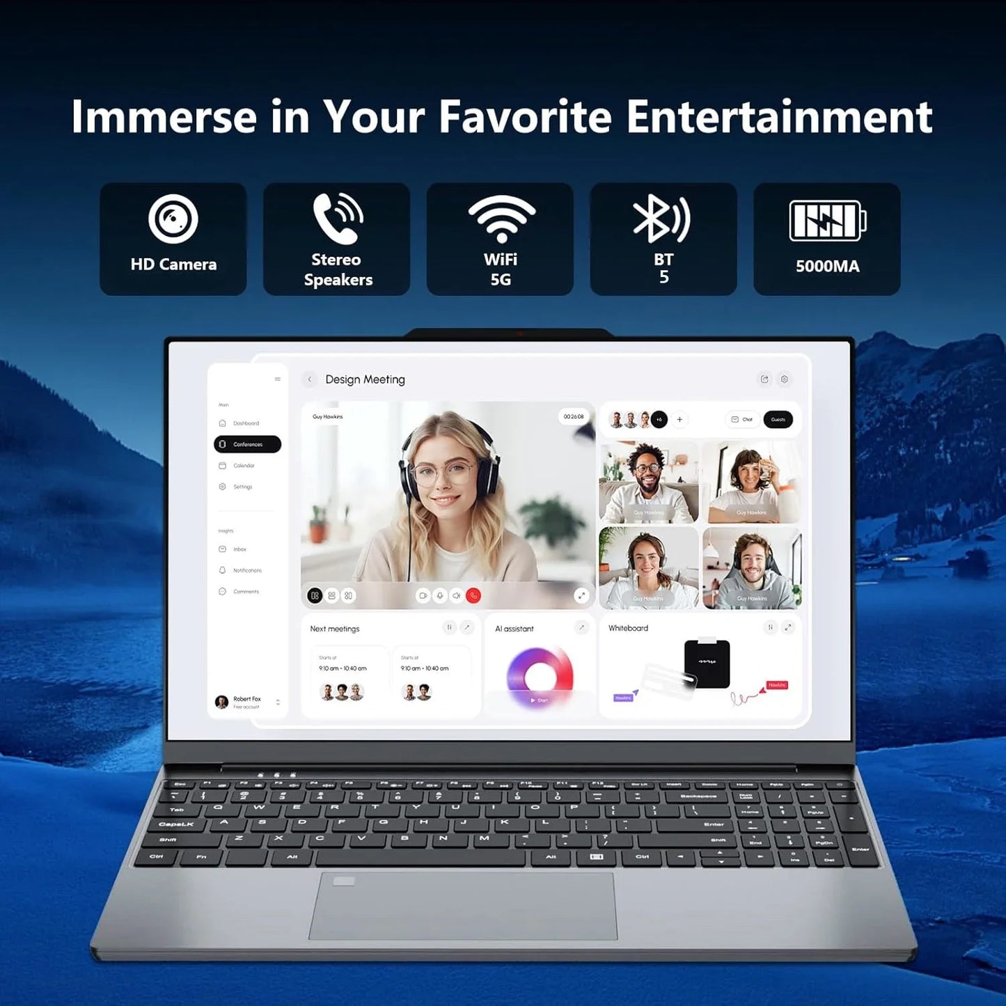 New Office Laptop Intel Core i9 9900 15.6 inch 4K HD Screen Windows 11 16GB RAM 1TB SSD Portable Slim Laptops PC Gamer Computer